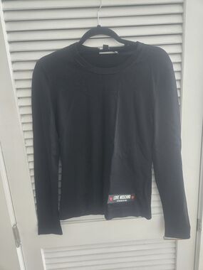 Love Moschino Black Sweater with Red Heart Patch